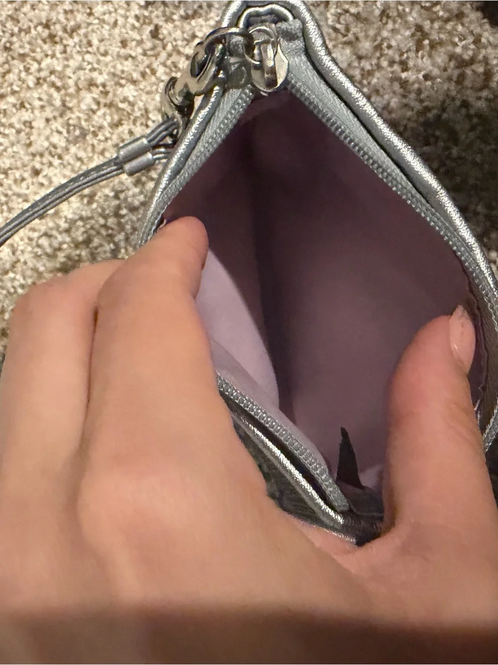 Coach Sequin Mini Wristlet - Silver